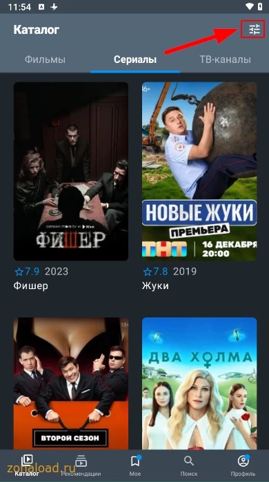 Включение фильтрации и сортировки в Зона