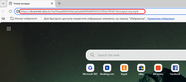 Вставка ссылки на видео в окно браузера